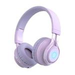 BT06C Cute Wireless Bluetooth 5.0 Headset for Children with Microphone LED Light Suppport Aux-in(Purple)