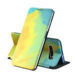 For Samsung Galaxy S10 Voltage Watercolor Pattern Skin Feel Magnetic Horizontal Flip PU Leather Case with Holder(Yellow)