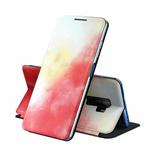 For Samsung Galaxy S9 Plus Voltage Watercolor Pattern Skin Feel Magnetic Horizontal Flip PU Leather Case with Holder(Red)