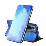 For Samsung Galaxy Note20 Voltage Watercolor Pattern Skin Feel Magnetic Horizontal Flip PU Leather Case with Holder(Blue)