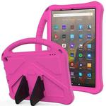 For Amazon Kindle Fire HD 10 2021 EVA Flat Anti Falling Protective Case Shell with Holder(Rose Red)
