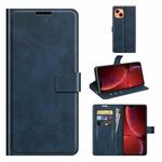 For iPhone 13 mini Retro Calf Pattern Buckle Horizontal Flip Leather Case with Holder & Card Slots & Wallet (Blue)