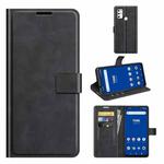 For Tone E21 Retro Calf Pattern Buckle Card Wallet Left and Right Flip Phone Holster with Bracket Function(Black)