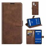 For Tone E21 Retro Calf Pattern Buckle Card Wallet Left and Right Flip Phone Holster with Bracket Function(Dark Brown)