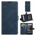 For Sony Xperia Ace II Retro Calf Pattern Buckle Card Wallet Left and Right Flip Phone Holster with Bracket Function(Blue)