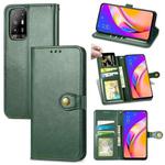 For OPPO A94 5G /F19 Pro+ 5G /Reno5 Z Solid Color Leather Buckle Phone Case with Lanyard & Photo Frame & Card Slot & Wallet & Stand Function(Green)