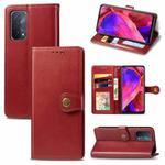 For OPPO A93 5G / A74 5G Solid Color Leather Buckle Phone Case with Lanyard & Photo Frame & Card Slot & Wallet & Stand Function(Red)