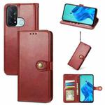 For OPPO Reno5 A Solid Color Leather Buckle Phone Case with Lanyard & Photo Frame & Card Slot & Wallet & Stand Function(Red)