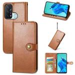 For OPPO Reno5 A Solid Color Leather Buckle Phone Case with Lanyard & Photo Frame & Card Slot & Wallet & Stand Function(Brown)
