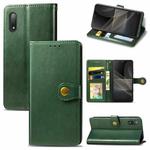 For Sony Xperia ACE II Solid Color Leather Buckle Phone Case with Lanyard & Photo Frame & Card Slot & Wallet & Stand Function(Green)