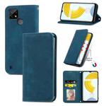 For OPPO Realme C21 Retro Skin Feel Business Magnetic Horizontal Flip Leather Case With Holder & Card Slots & Wallet & Photo Frame(Blue)