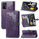 For OPPO Realme GT 5G / Realme Q3 Pro 5G Mandala Flower Embossed Horizontal Flip Leather Case with Holder & Three Card Slots & Wallet & Lanyard(Purple)