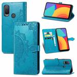 For Alcatel 1L 2021 Mandala Flower Embossed Horizontal Flip Leather Case with Holder & Three Card Slots & Wallet & Lanyard(Blue)