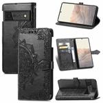 For Google Pixel 6 Pro Mandala Flower Embossed Horizontal Flip Leather Case with Holder & Three Card Slots & Wallet & Lanyard(Black)