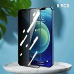 For iPhone 12 / 12 Pro 5pcs ENKAY Hat-Prince Full Coverage 28 Degree Privacy Screen Protector Anti-spy Tempered Glass Film