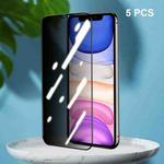 For iPhone 11 / XR 5pcs ENKAY Hat-Prince Full Coverage 28 Degree Privacy Screen Protector Anti-spy Tempered Glass Film