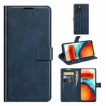 Retro Calf Pattern Buckle Card Wallet Left and Right Flip Phone Holster with Bracket Function For Xiaomi Redmi Note 10 Pro 5G/Poco X3 GT(Blue)