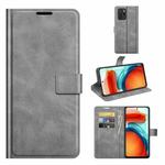 Retro Calf Pattern Buckle Card Wallet Left and Right Flip Phone Holster with Bracket Function For Xiaomi Redmi Note 10 Pro 5G/Poco X3 GT(Grey)