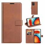 Retro Calf Pattern Buckle Card Wallet Left and Right Flip Phone Holster with Bracket Function For Xiaomi Redmi Note 10 Pro 5G/Poco X3 GT(Light Brown)