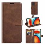 Retro Calf Pattern Buckle Card Wallet Left and Right Flip Phone Holster with Bracket Function For Xiaomi Redmi Note 10 Pro 5G/Poco X3 GT(Dark Brown)