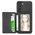 For Samsung Galaxy S21+ 5G Carbon Fiber Magnetic Card Bag TPU+PU Shockproof Back Cover Case with Holder & Card Slot & Photo Frame(Black)