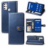 For Tone E21 Solid Color Leather Buckle Phone Case with Lanyard & Photo Frame & Card Slot & Wallet & Stand Function(Blue)