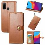 For Ulefone Note 10 Solid Color Leather Buckle Phone Case with Lanyard & Photo Frame & Card Slot & Wallet & Stand Function(Brown)