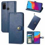 For Ulefone Note 10 Solid Color Leather Buckle Phone Case with Lanyard & Photo Frame & Card Slot & Wallet & Stand Function(Blue)