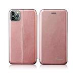 For iPhone 13 Pro Max  Integrated Voltage Retro Texture Magnetic TPU+PU Leather Case with Card Slot & Holder(Rose Gold)