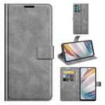 For Motorola Moto G60 / Moto G40 Fusion Retro Calf Pattern Buckle Card Wallet Left and Right Flip Phone Holster with Bracket Function(Grey)