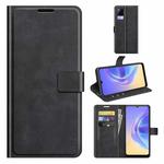 For vivo V21e / vivo Y73 2021 Retro Calf Pattern Buckle Card Wallet Left and Right Flip Phone Holster with Bracket Function(Black)