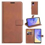 For vivo V21e / vivo Y73 2021 Retro Calf Pattern Buckle Card Wallet Left and Right Flip Phone Holster with Bracket Function(Light Brown)
