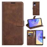 For vivo V21e / vivo Y73 2021 Retro Calf Pattern Buckle Card Wallet Left and Right Flip Phone Holster with Bracket Function(Dark Brown)
