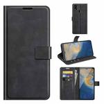 For ZTE Blade A51 Retro Calf Pattern Buckle Card Wallet Left and Right Flip Phone Holster with Bracket Function(Black)