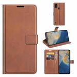 For ZTE Blade A51 Retro Calf Pattern Buckle Card Wallet Left and Right Flip Phone Holster with Bracket Function(Light Brown)