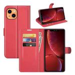 For iPhone 13 Litchi Texture Horizontal Flip Protective Case with Holder & Card Slots & Wallet(Red)