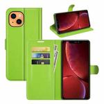 For iPhone 13 Litchi Texture Horizontal Flip Protective Case with Holder & Card Slots & Wallet(Green)