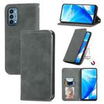 For OnePlus Nord N200 5G Retro Skin Feel Business Magnetic Horizontal Flip Leather Case with Holder & Card Slots & Wallet & Photo Frame(Gray)