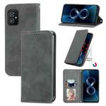 For Asus Zenfone 8 ZS590KS Retro Skin Feel Business Magnetic Horizontal Flip Leather Case with Holder & Card Slots & Wallet & Photo Frame(Gray)