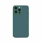 For iPhone 13 Pro Max Solid Color Cube Straight Edge Liquid Silicone Case (Dark Green)