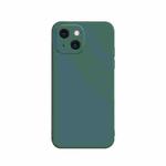 For iPhone 13 mini Solid Color Cube Straight Edge Liquid Silicone Case (Dark Green)