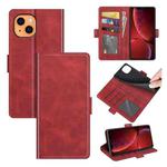 For iPhone 13 mini Dual-side Magnetic Buckle Horizontal Flip Leather Case with Holder & Card Slots & Wallet (Red)