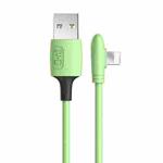 ENKAY Hat-Prince ENK-CB210 2.4A USB to 8 Pin 90 Degree Elbow Silicone Data Sync Fast Charging Cable, Cable Length: 1.2m(Green)