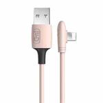 ENKAY Hat-Prince ENK-CB211 2.4A USB to 8 Pin 90 Degree Elbow Silicone Data Sync Fast Charging Cable, Cable Length: 1.8m(Pink)