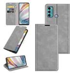 For Motorola Moto G60/G40 Fusion Retro-skin Business Magnetic Suction Leather Case with Holder & Card Slots & Wallet(Grey)