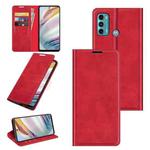 For Motorola Moto G60/G40 Fusion Retro-skin Business Magnetic Suction Leather Case with Holder & Card Slots & Wallet(Red)