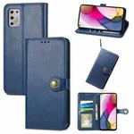 For Motorola Moto G Stylus 2021 Solid Color Leather Buckle Phone Case with Lanyard & Photo Frame & Card Slot & Wallet & Stand Function(Blue)