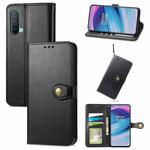 For OnePlus Nord CE 5G Solid Color Leather Buckle Phone Case with Lanyard & Photo Frame & Card Slot & Wallet & Stand Function(Black)