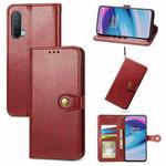 For OnePlus Nord CE 5G Solid Color Leather Buckle Phone Case with Lanyard & Photo Frame & Card Slot & Wallet & Stand Function(Red)
