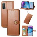 For OnePlus Nord CE 5G Solid Color Leather Buckle Phone Case with Lanyard & Photo Frame & Card Slot & Wallet & Stand Function(Brown)